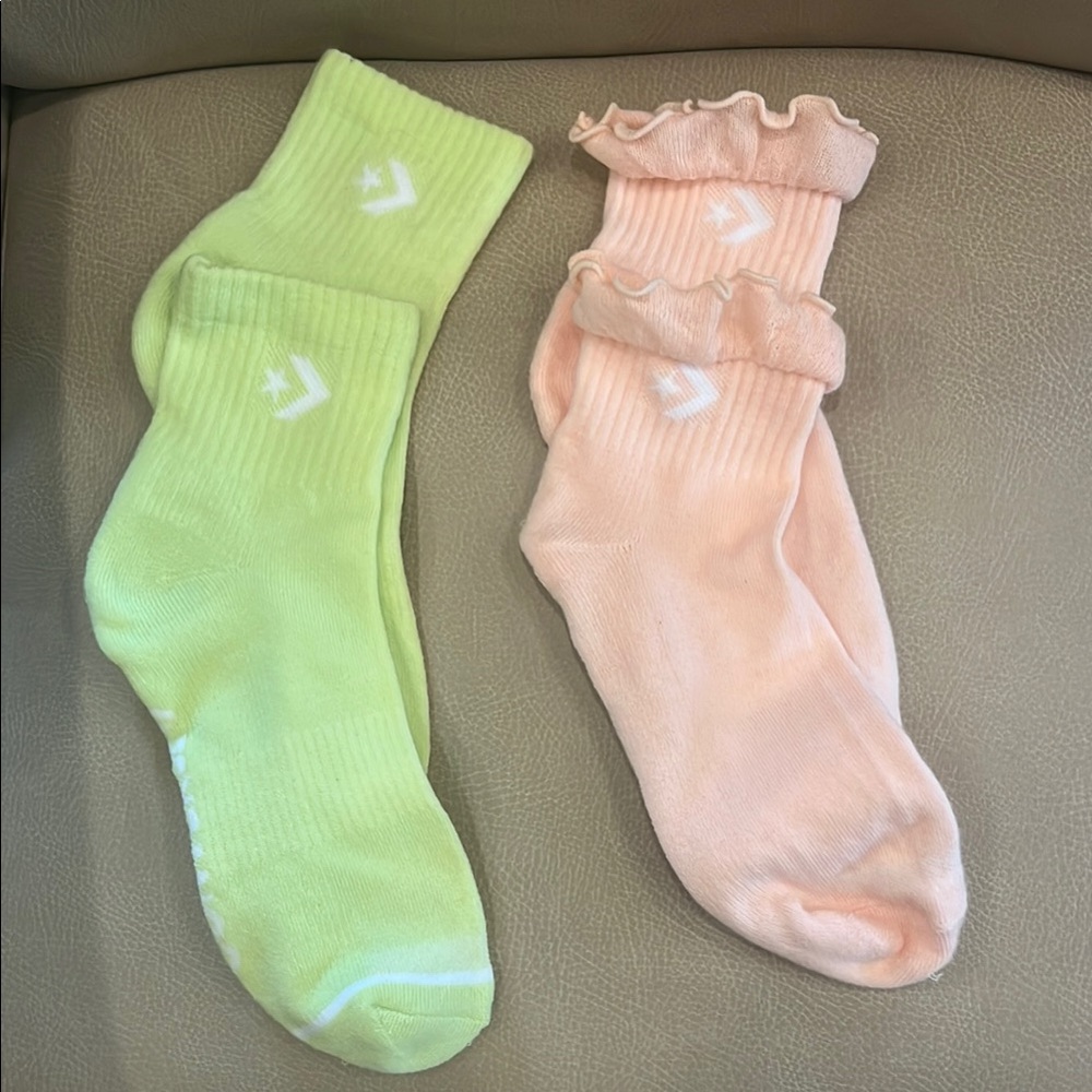 NWOT Converse Lime Green and Peach Socks Set